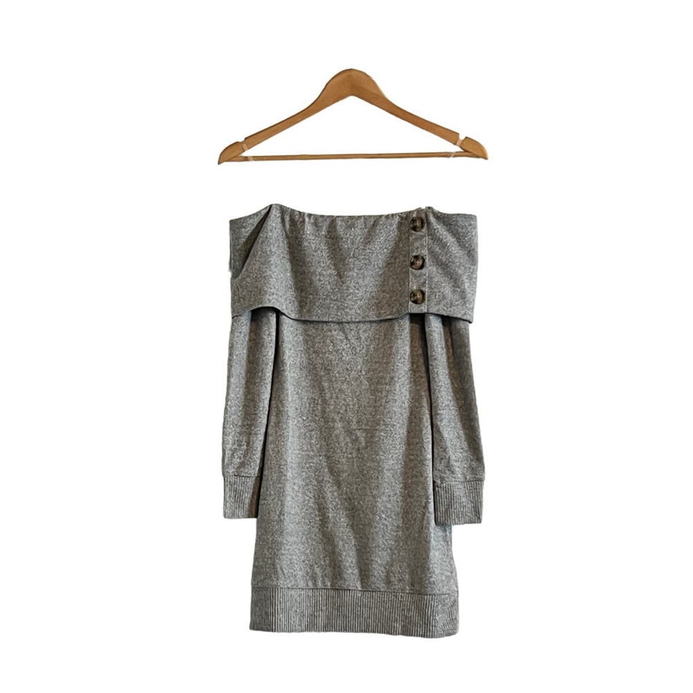 Off the shoulder sweater dress.